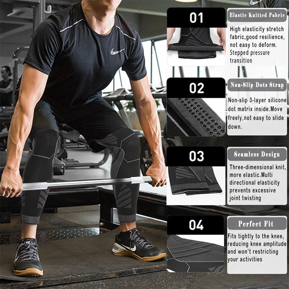 BraceTop Long Leg Compression Sleeves,Full Leg Sleeve Long Knee Brace Knee Support Protect Basketball,Football, Knee Pain Relief