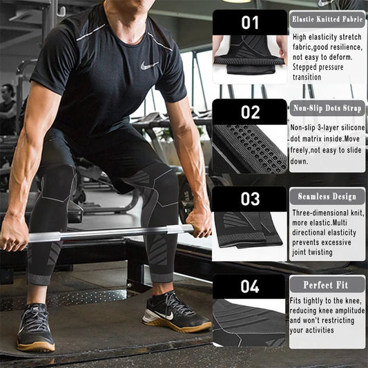 BraceTop Long Leg Compression Sleeves,Full Leg Sleeve Long Knee Brace Knee Support Protect Basketball,Football, Knee Pain Relief