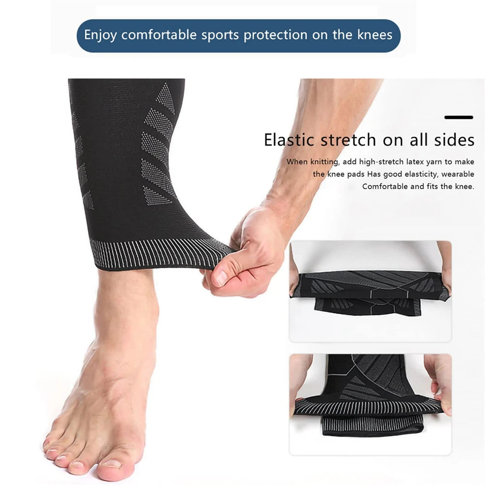 BraceTop Long Leg Compression Sleeves,Full Leg Sleeve Long Knee Brace Knee Support Protect Basketball,Football, Knee Pain Relief
