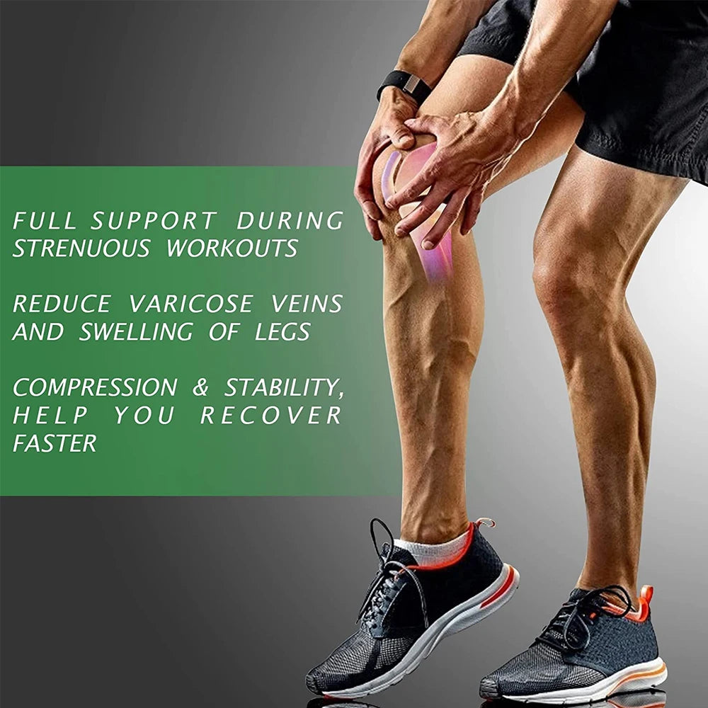 BraceTop Long Leg Compression Sleeves,Full Leg Sleeve Long Knee Brace Knee Support Protect Basketball,Football, Knee Pain Relief