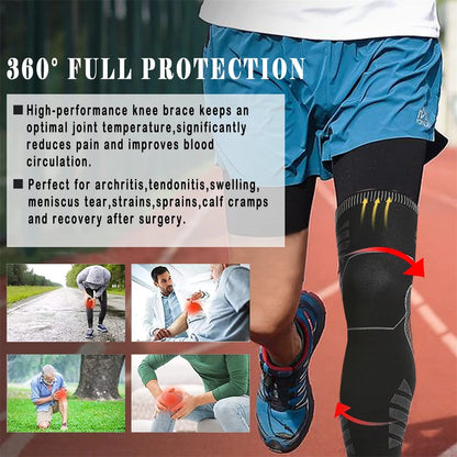 BraceTop Long Leg Compression Sleeves,Full Leg Sleeve Long Knee Brace Knee Support Protect Basketball,Football, Knee Pain Relief
